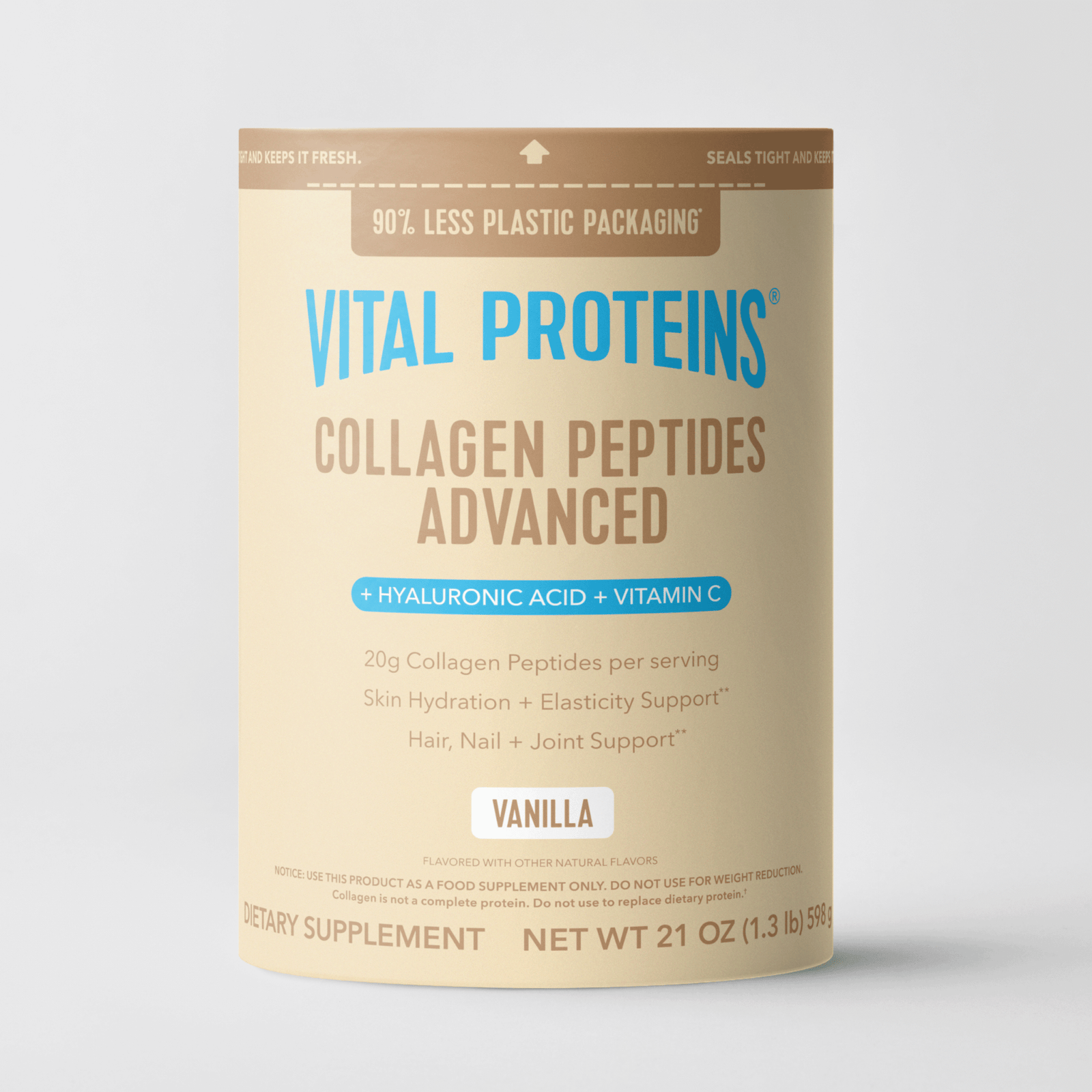 1_Hero_CPAV-20oz Vanilla Collagen Peptides Advanced - with Hyaluronic Acid & Vitamin C - Image 1