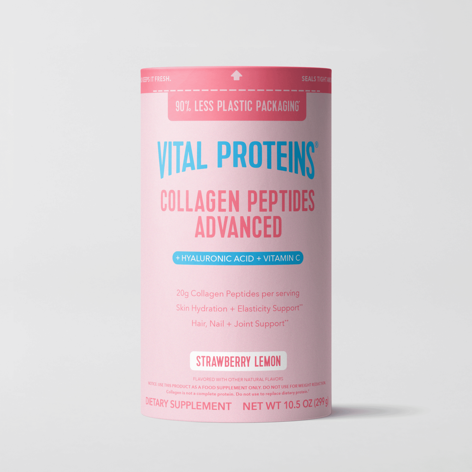 1_Hero_CPAdvancedSL10oz Strawberry Lemon Collagen Peptides Advanced - with Hyaluronic Acid & Vitamin C - Image 1